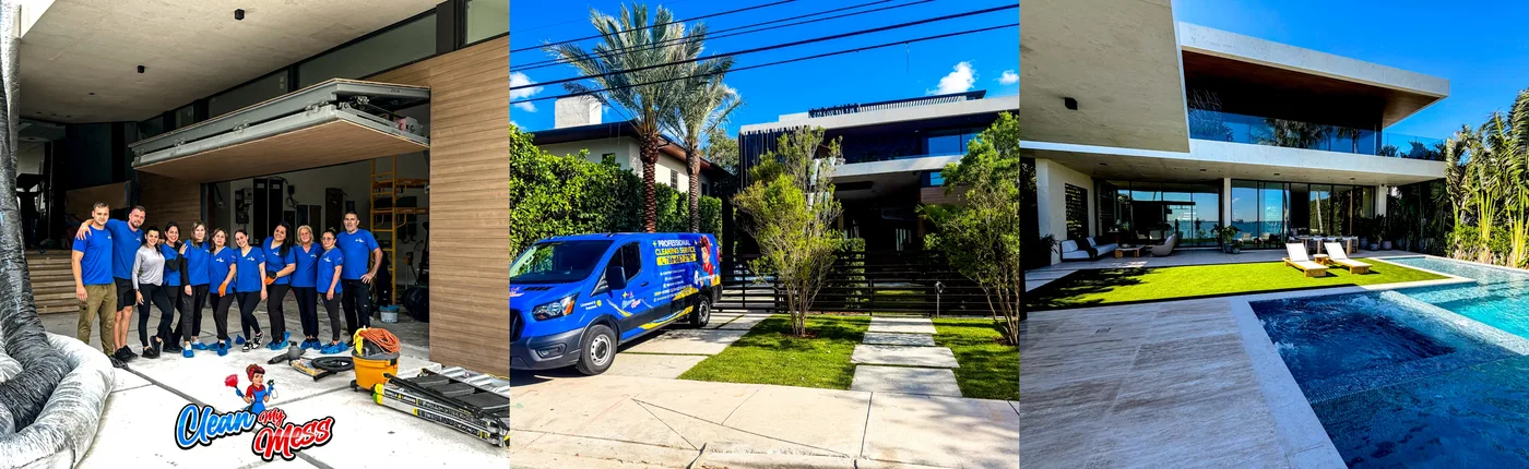 Clean My Mess van outside a Miami property before a turnover