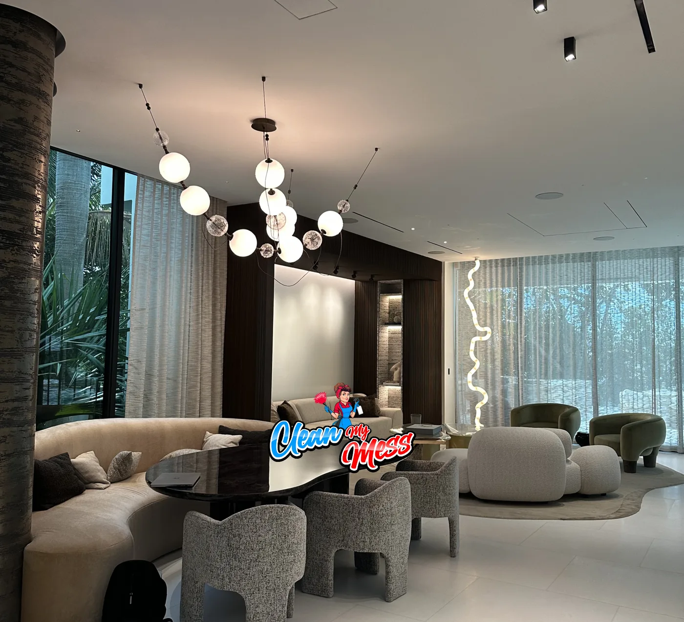 Sala y comedor en Miami después de una limpieza estándar de Clean My Mess