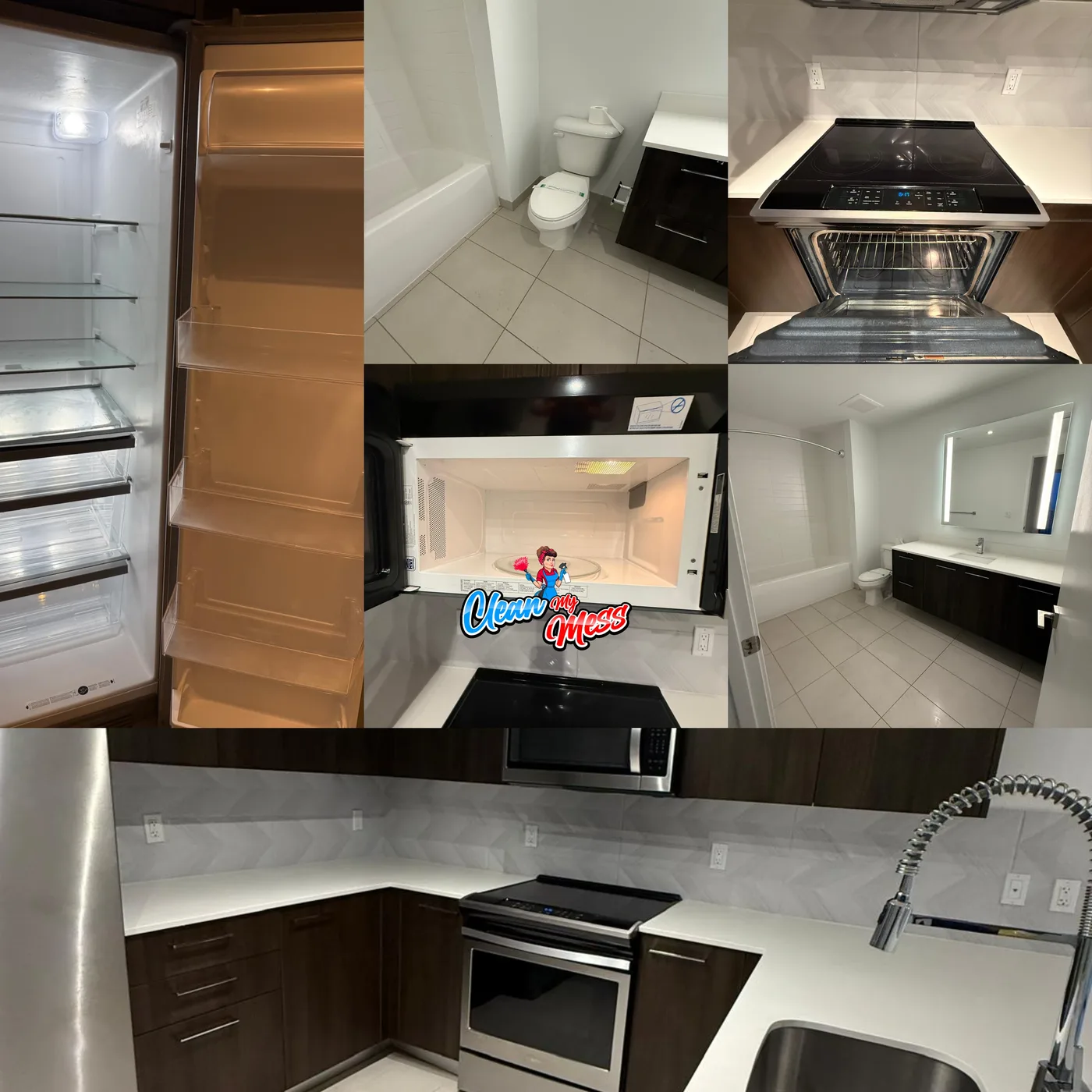 Apartamento vacío en Miami con refrigerador, horno y cada superficie limpia