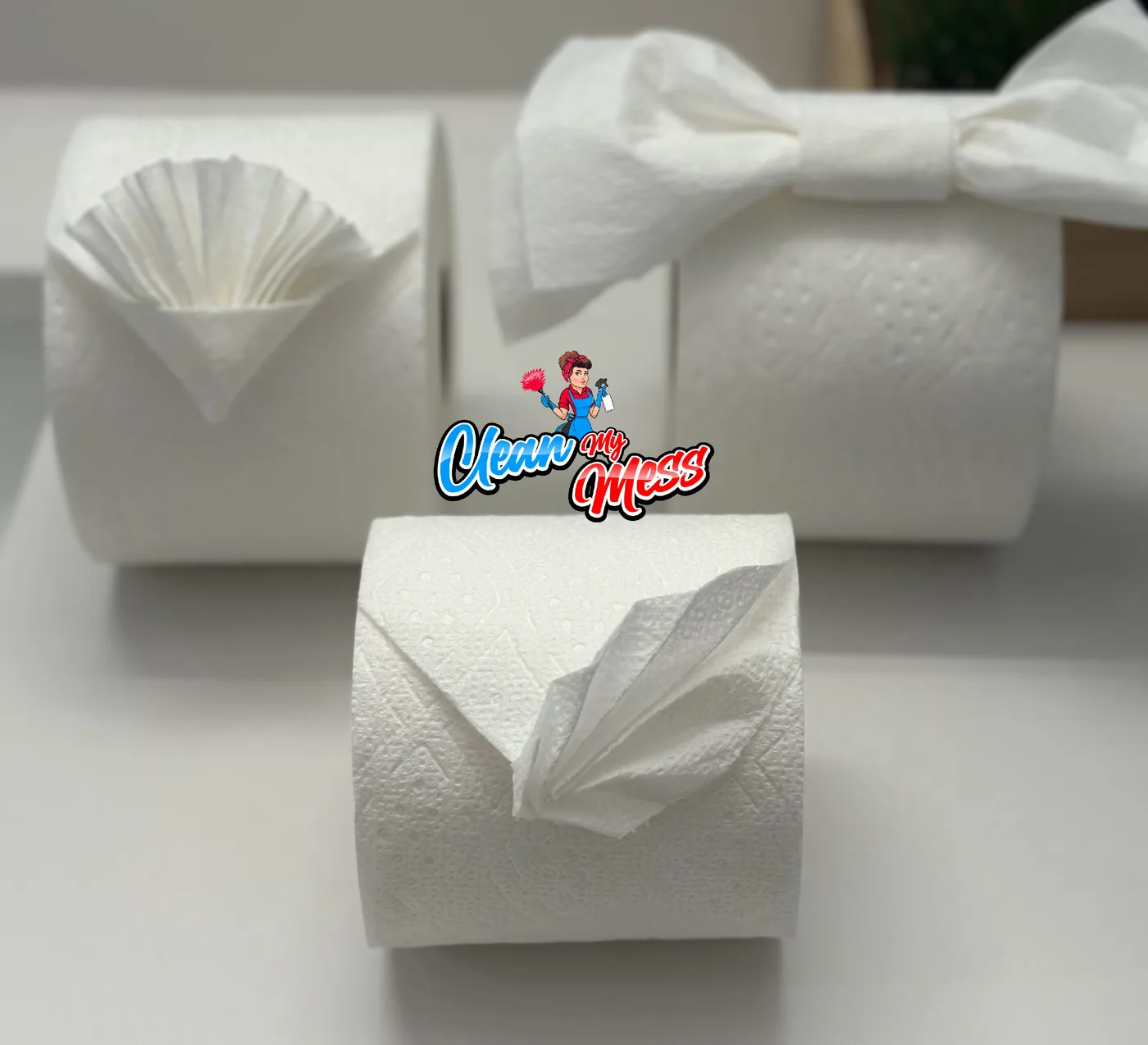 Papel higiénico doblado en abanico como detalle final en cada visita